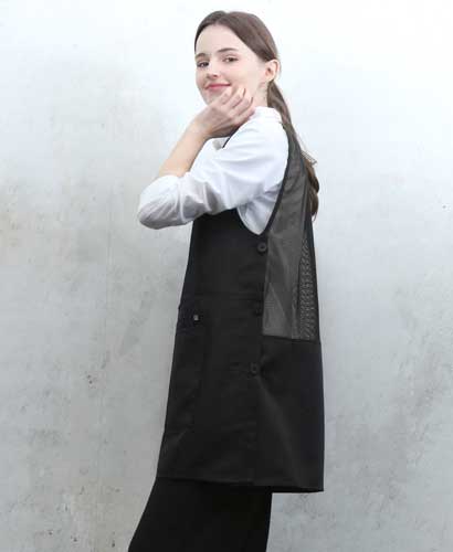 SAP-045 블랙 지퍼포켓원피스 앞치마[PO03]
