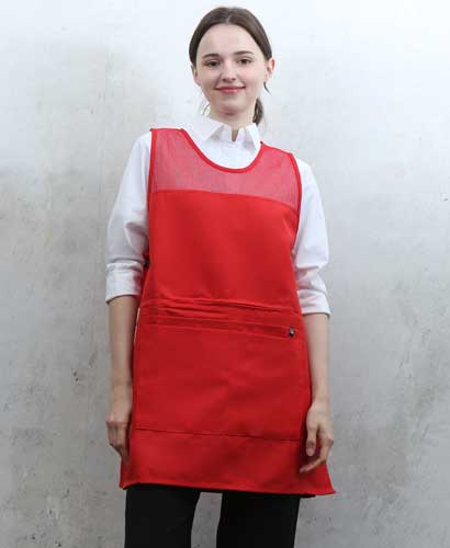 SAP-044 적색 지퍼포켓원피스 앞치마[PO03]