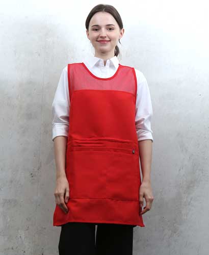 SAP-044 적색 지퍼포켓원피스 앞치마[PO03]