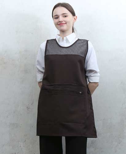 SAP-046 브라운 지퍼포켓원피스 앞치마[PO03]