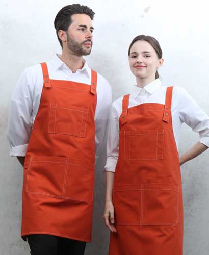 SAP-7936 오렌지 스티치 스냅단추 H형 앞치마