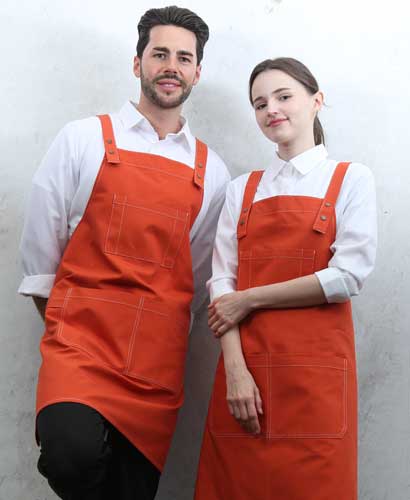 SAP-7936 오렌지 스티치 스냅단추 H형 앞치마