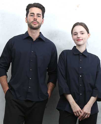 SY-826 NEW 네이비 카라 셔츠 칠부ㅡㅡ(남여공용 사이즈)