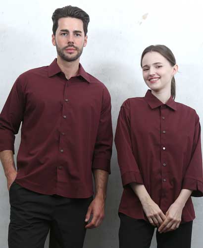 SY-828 NEW 와인 카라 셔츠 칠부ㅡㅡ(남여공용 사이즈)