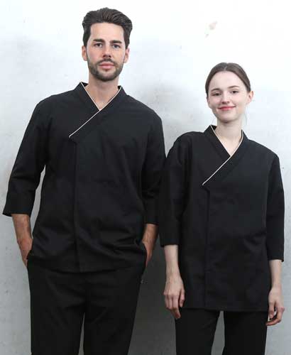 SKO-4011 블랙 브이넥카라 칠부 조리복ㅡㅡ(남여공용 사이즈)