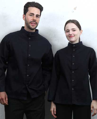 SKO-165-2 블랙 베이직 스탠딩카라 긴팔조리복