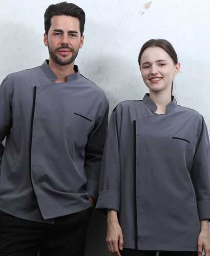 SKO-4247 그레이 슬림핏 고신축 스판조리복 칠부/긴팔 겸용