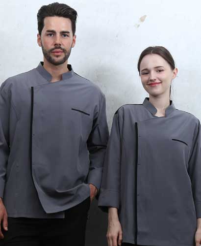 SKO-4247 그레이 슬림핏 고신축 스판조리복 칠부/긴팔 겸용