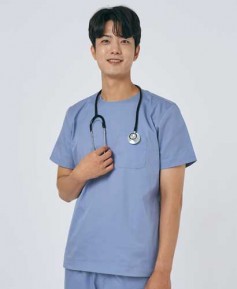 S201M-3 남성 쿨스판 크루넥 베이직 스크럽 인디고