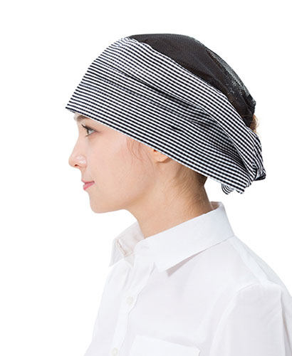 SC-464 검정체크 위망사 뒤끈두건