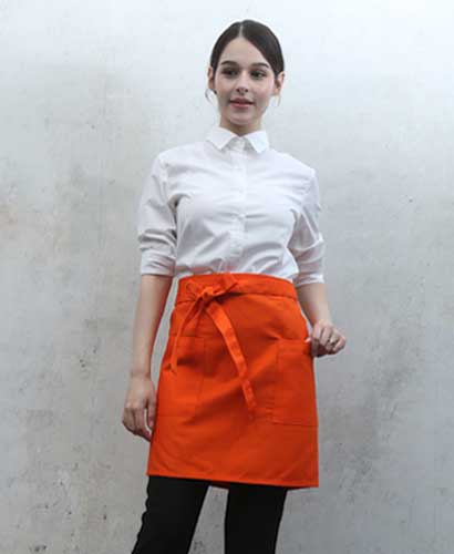 SAP-3167 오렌지 면혼방 랩형앞치마