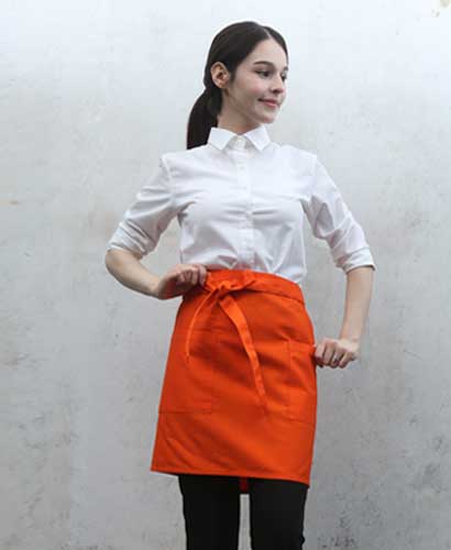 SAP-3167 오렌지 면혼방 랩형앞치마