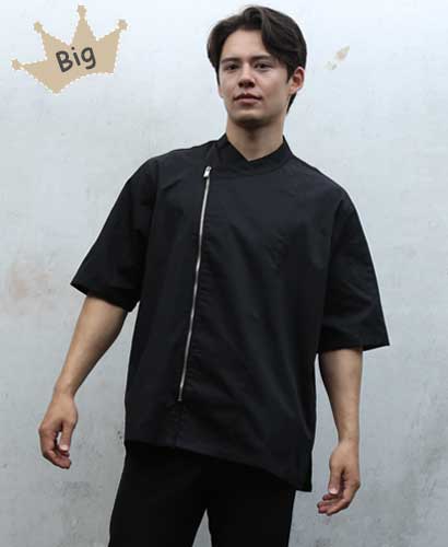 SKO-85-2 검정 지퍼 슬립 기능성 반팔 쿡복 ★빅사이즈