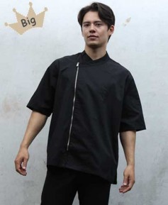 SKO-85-2 검정 지퍼 슬립 기능성 반팔 쿡복 ★빅사이즈