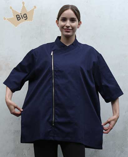 SKO-86-2 네이비 지퍼 슬립 기능성 반팔 쿡복★빅사이즈