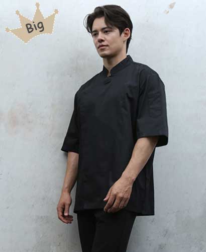 SCD-77-4 NEW 검정 속단추 반팔 빅사이즈 조리복 ㅡ(안쪽망사)