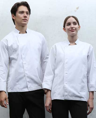 SCD-77  NEW 백색 속단추 조리복  ㅡ(안쪽망사) ㅡㅡ(긴팔/칠부겸용)