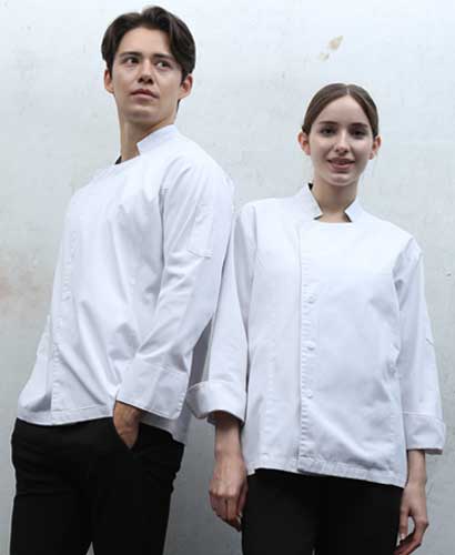 SCD-77  NEW 백색 속단추 조리복  ㅡ(안쪽망사) ㅡㅡ(긴팔/칠부겸용)