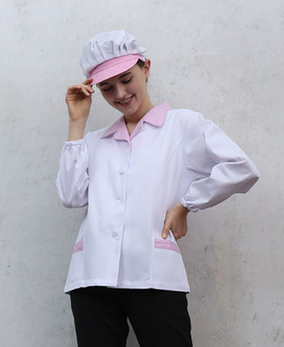 SHA-636 30수 핑크체크 카라위생복ㅡ(얇은원단)