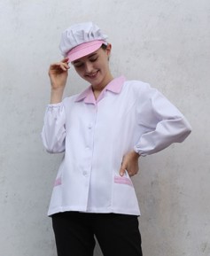 SHA-35 20수 핑크체크 카라위생복