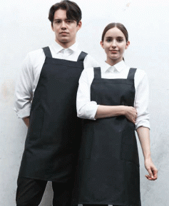 SAP-46 검정 넉넉한 단색앞치마ㅡㅡㅡㅡㅡ면혼방/폴리 선택