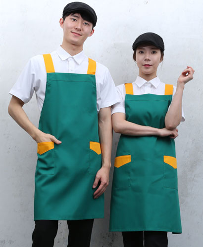 SAP-743 초록 노랑띠 포인트 앞치마  ㅡㅡㅡㅡ ◐면혼방◑