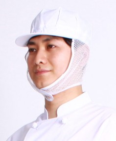 SC-138 백색 챙 턱망사 위생모자