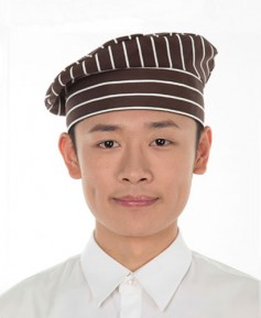 ◎ SC-637 갈색스트라이프 쿡모자◎ ㅡㅡ ((남여공용))