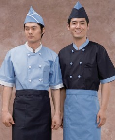 SCO-42 하늘 / 곤색 배색 조리복