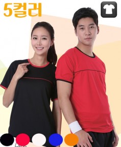 ▶ST3-77  반팔((기능성))배색 라운드◀ㅡㅡㅡ(5가지 컬러)