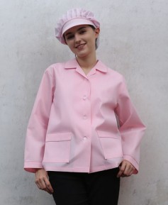SHA-25 분홍 체크 파이핑 위생복