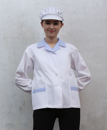 SHA-33 20수 하늘체크 소매밴드 위생복