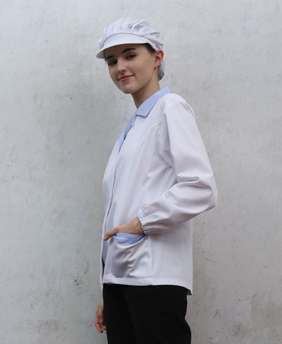 SHA-33 20수 하늘체크 소매밴드 위생복