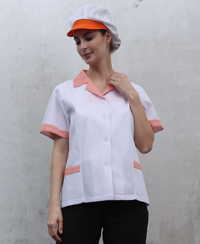 SHA-65 주황 체크카라  반팔