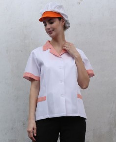 SHA-65 주황 체크카라  반팔