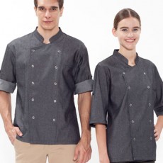 SKO-129 회색 데님 이중소매 스넵버튼