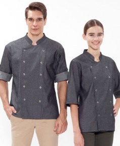 SKO-129 회색 데님 이중소매 스넵버튼