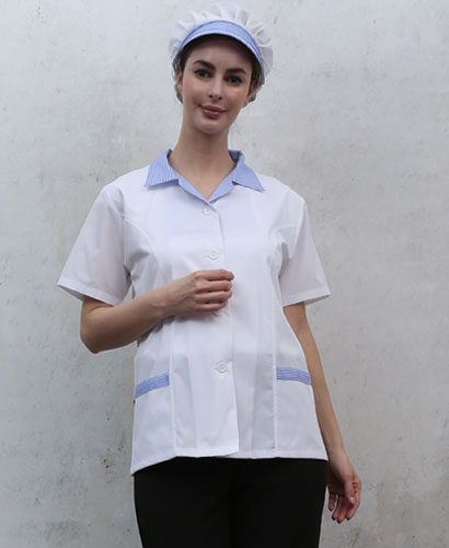 SHA-118 반팔 소라체크 쿨스판 위생복