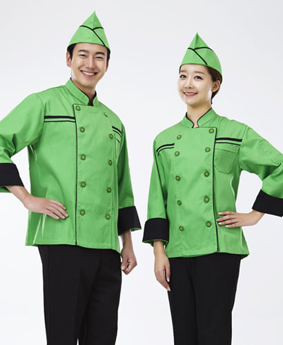 SCO-010 검정 띠 연두 조리복 (칠부,긴팔 겸용)