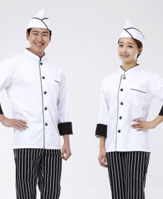 SCO-016 검정 띠 백색 조리복 (칠부,긴팔 겸용)