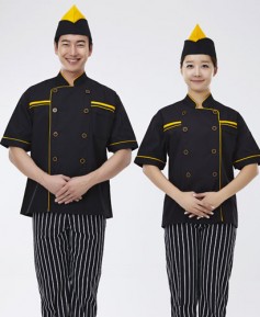 SCO-52 노랑 띠 검정 반팔 조리복