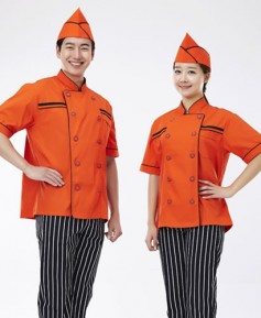 SCO-54 검정 띠 오렌지 반팔 조리복