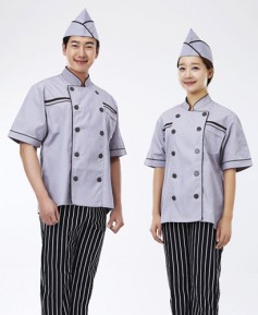 SCO-61 검정 띠 연보라 반팔 조리복