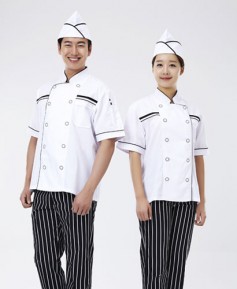 SCO-63 검정 띠 백색 반팔 조리복