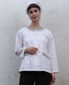 SHA-45-1 체크라운드 위생복 ((갈색체크))