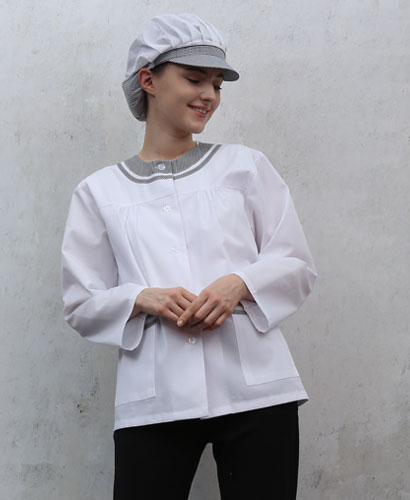 SHA-45-2 체크라운드 위생복ㅡㅡ((검정체크))