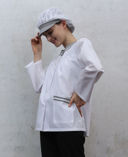 SHA-45-2 체크라운드 위생복ㅡㅡ((검정체크))