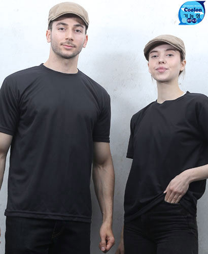 ▶T-41 반팔 쿨론 ((기능성))라운드◀ㅡㅡㅡ(검정 )