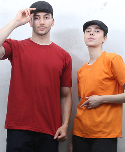 ▶T3-74 반팔 이중면 라운드ㅡㅡㅡㅡ(자주/오렌지)