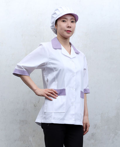 SHA-702 보라체크 카라 칠부